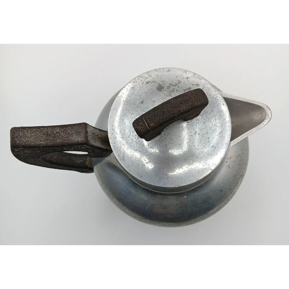 Vtg Aluminum Tea/Coffee Pot Diffuser Mid Century Kitchen Farmhouse Rustic Decor